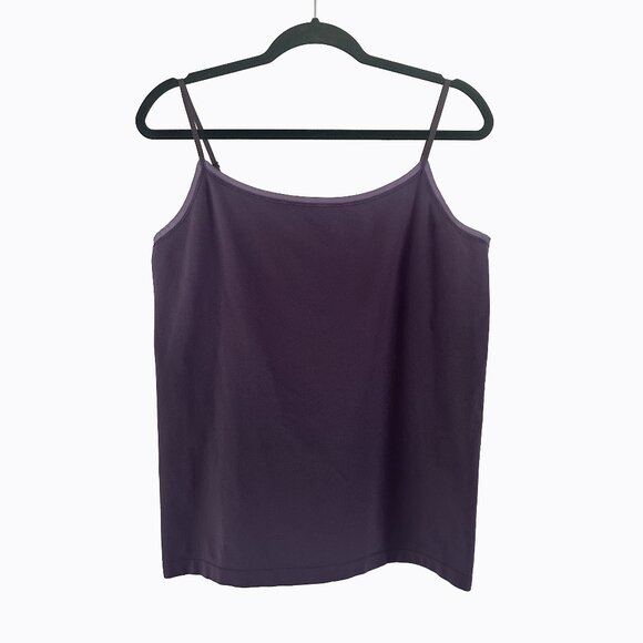 Ann Taylor Plum Cami Seamless Tank Top Sz XL Delicate Trim Stretch Y2K Classic - Picture 1 of 5
